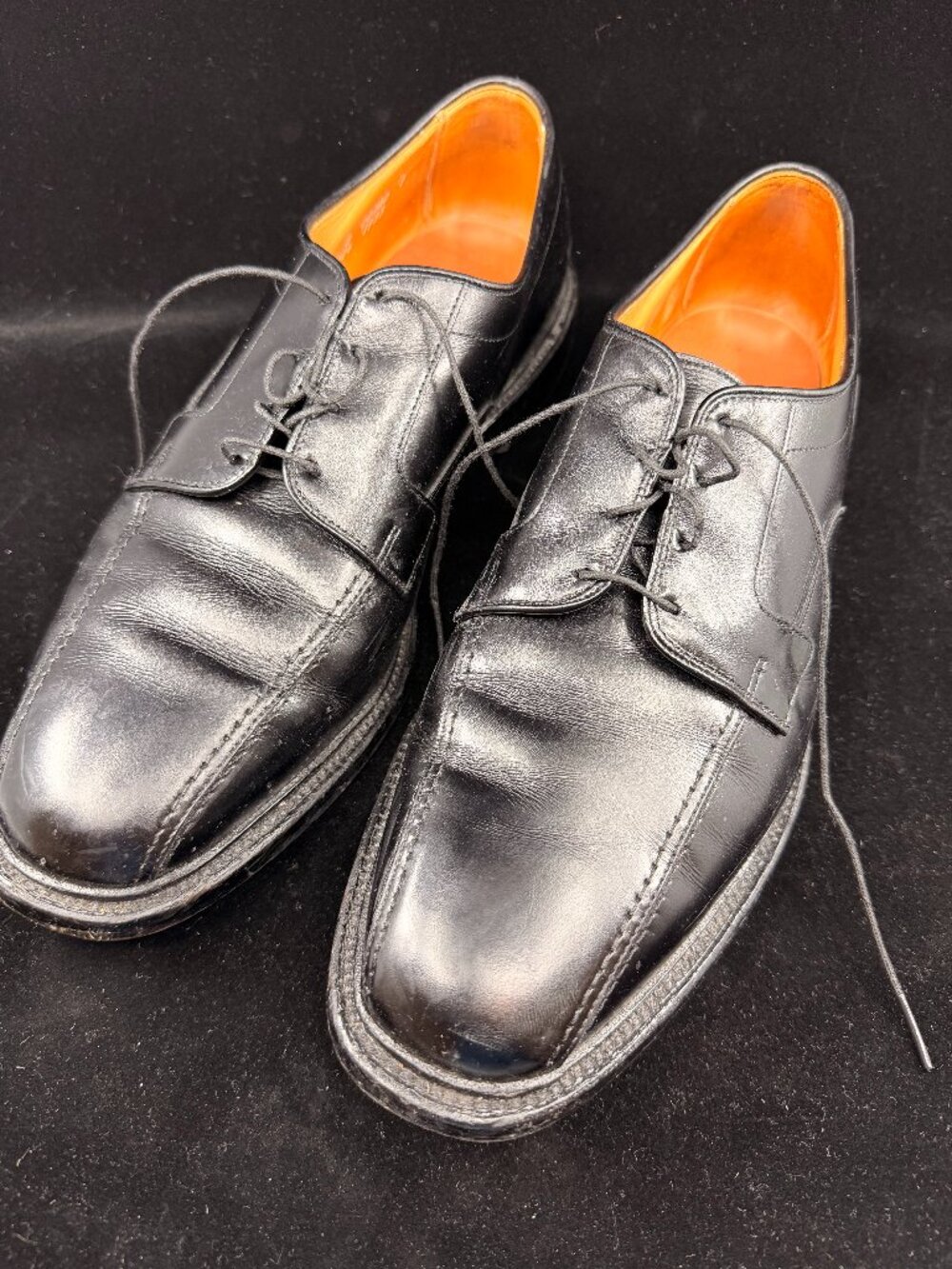 Allen Edmonds Hillcrest Black Leather Bike Toe Derby Oxford 12 D Made in USA
